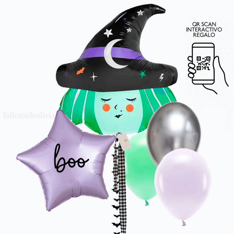Buquê WITCH de Halloween inflado com hélio