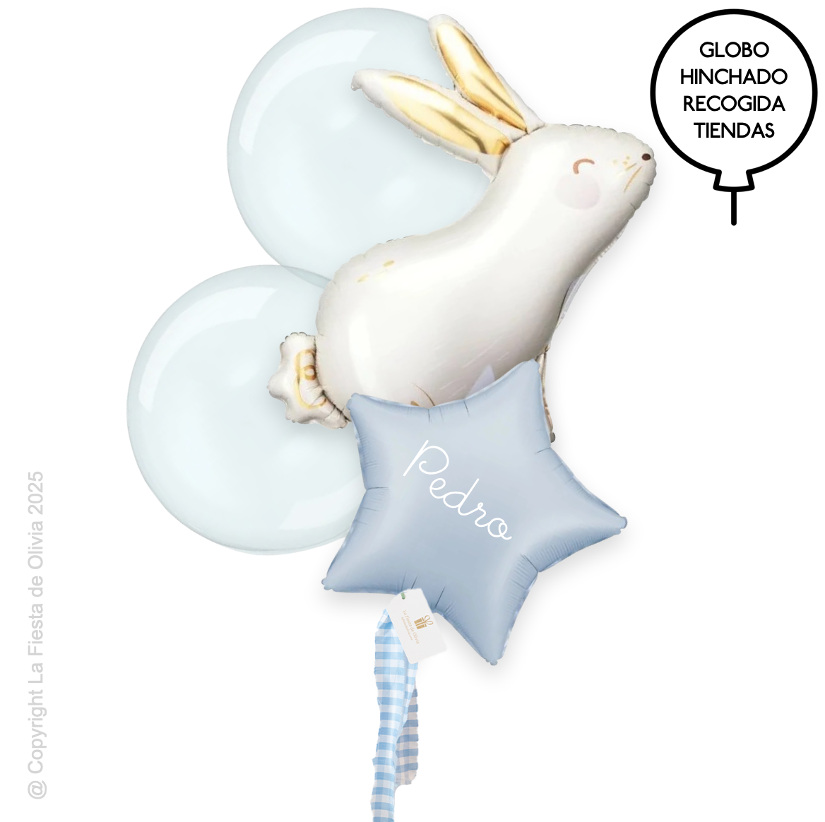 Bouquet globos CONEJITO AZUL hinchados con helio