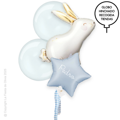 Bouquet globos CONEJITO AZUL hinchados con helio