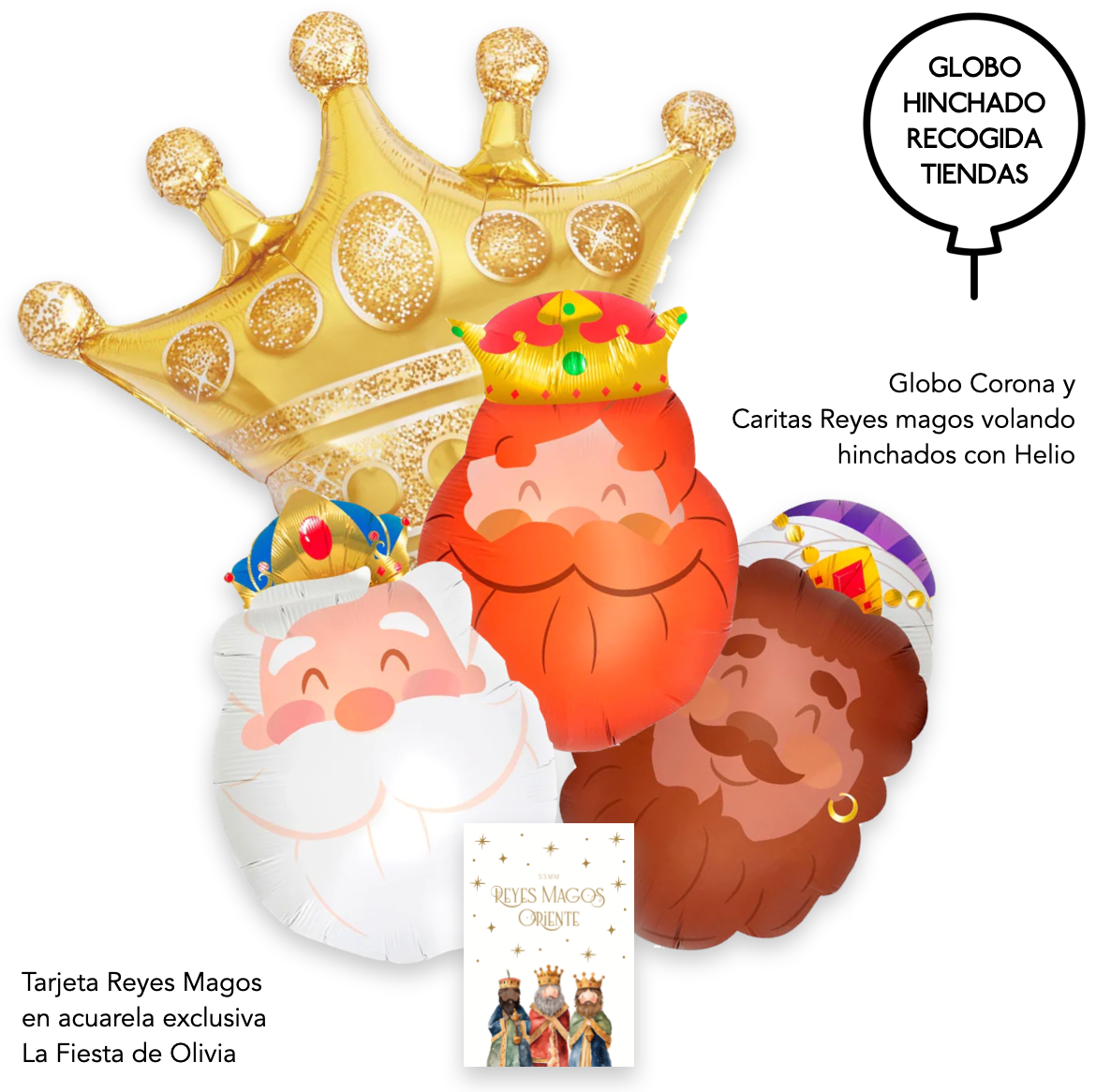 Bouquet globos corona y reyes hinchados con helio