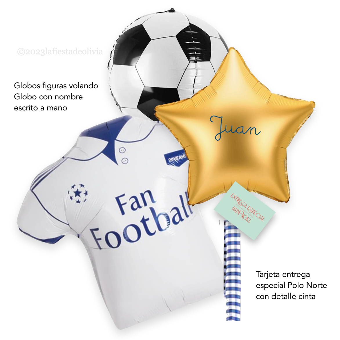 Bouquet globos FUTBOL AZUL hinchados con helio – La Fiesta de Olivia