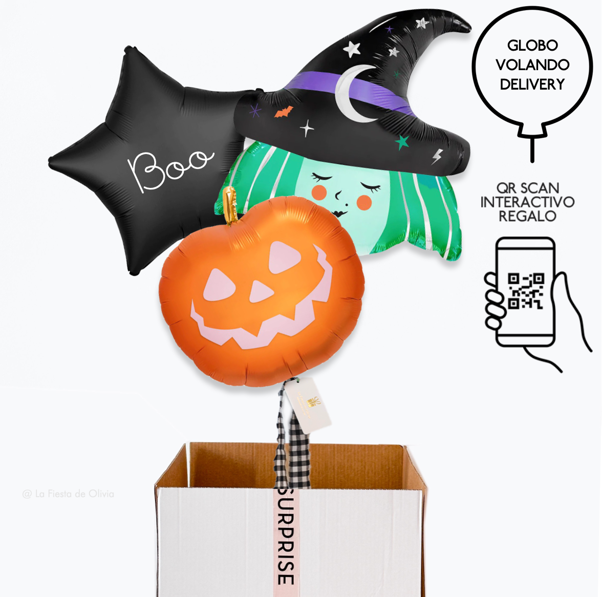 Bouquet globos hinchados Bruja Halloween