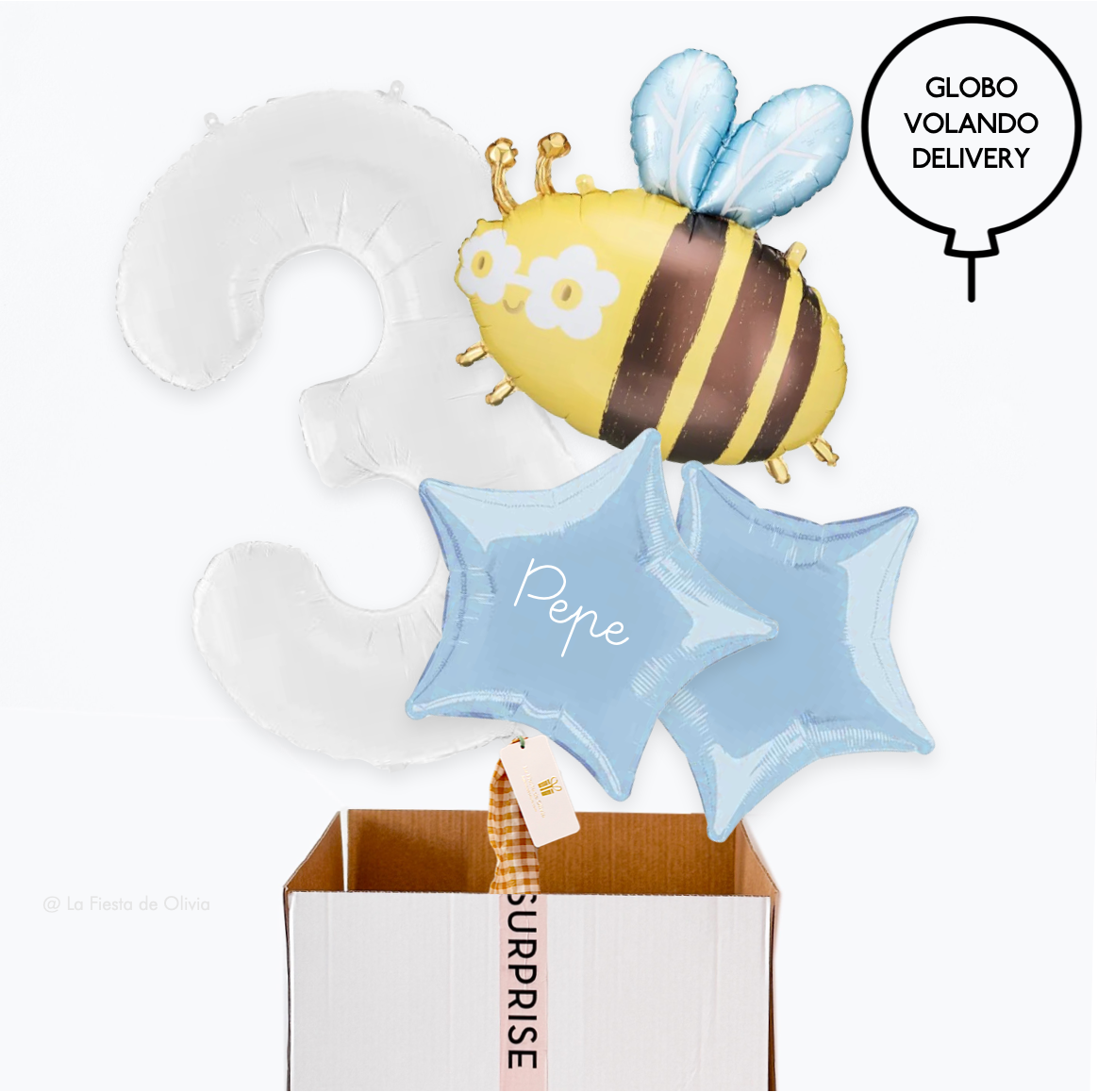 Bouquet globos hinchados cumpleaños abeja