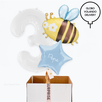 Bouquet globos hinchados cumpleaños abeja
