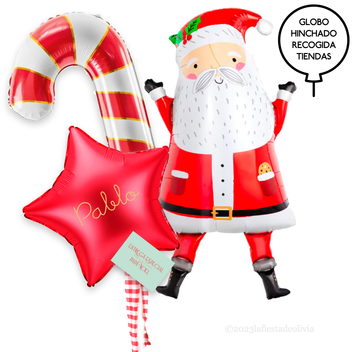 Bouquet L de balões de Papai Noel inflados com hélio