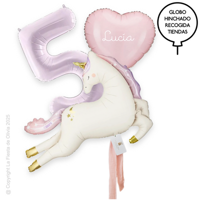 Bouquet globos UNICORNIO ROSA hinchados con helio
