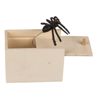 Caja de madera con Araña saltarina