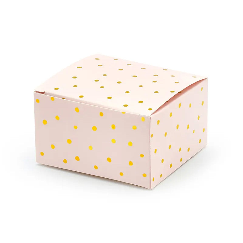 Cajita detalle rectangular rosa topo dorado / 10 uds.