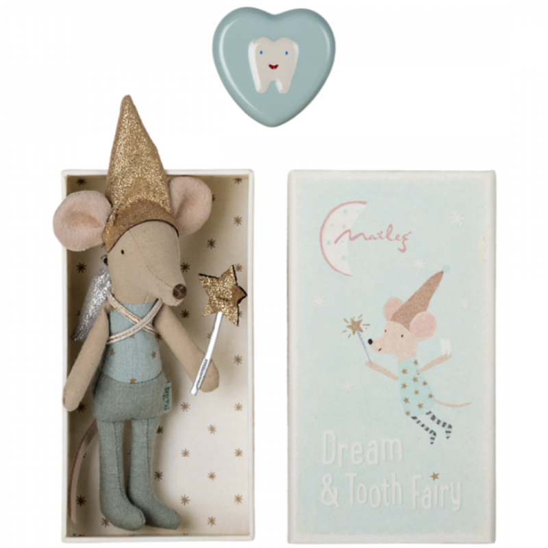 Blue tooth fairy mouse with metal box