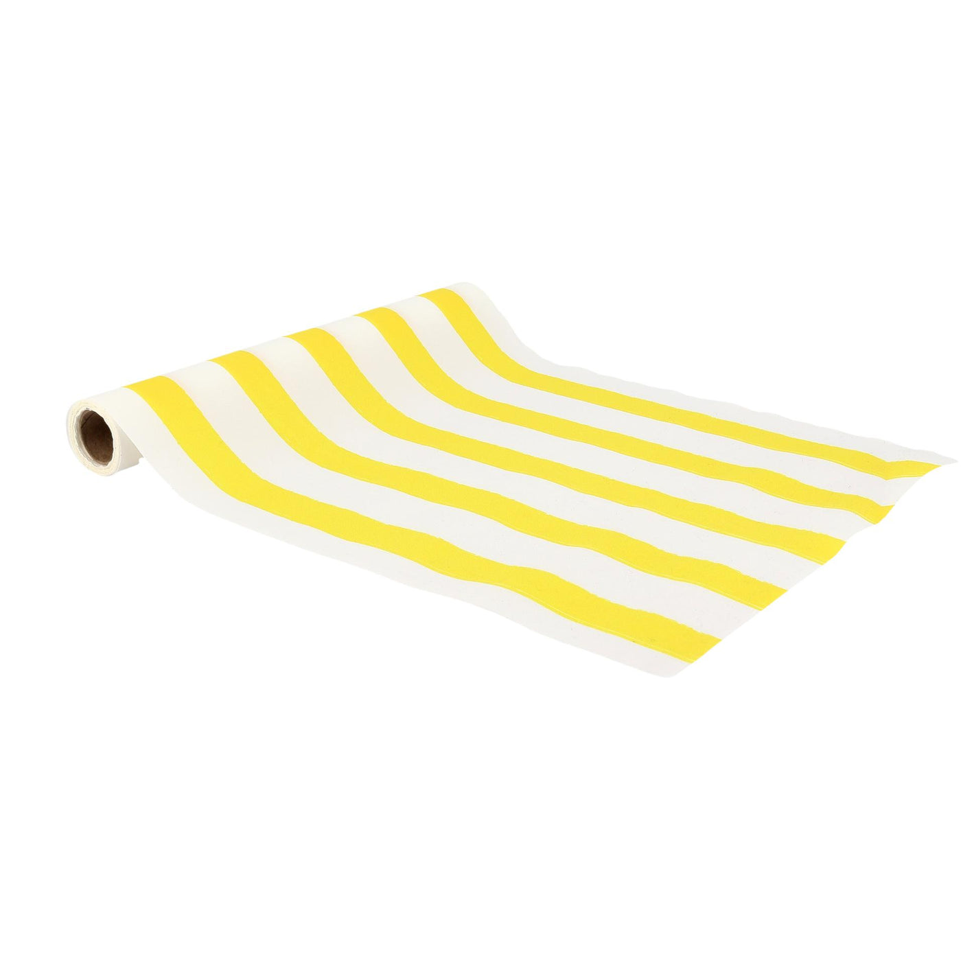 Camino de mesa tela raya amarillo y blanco