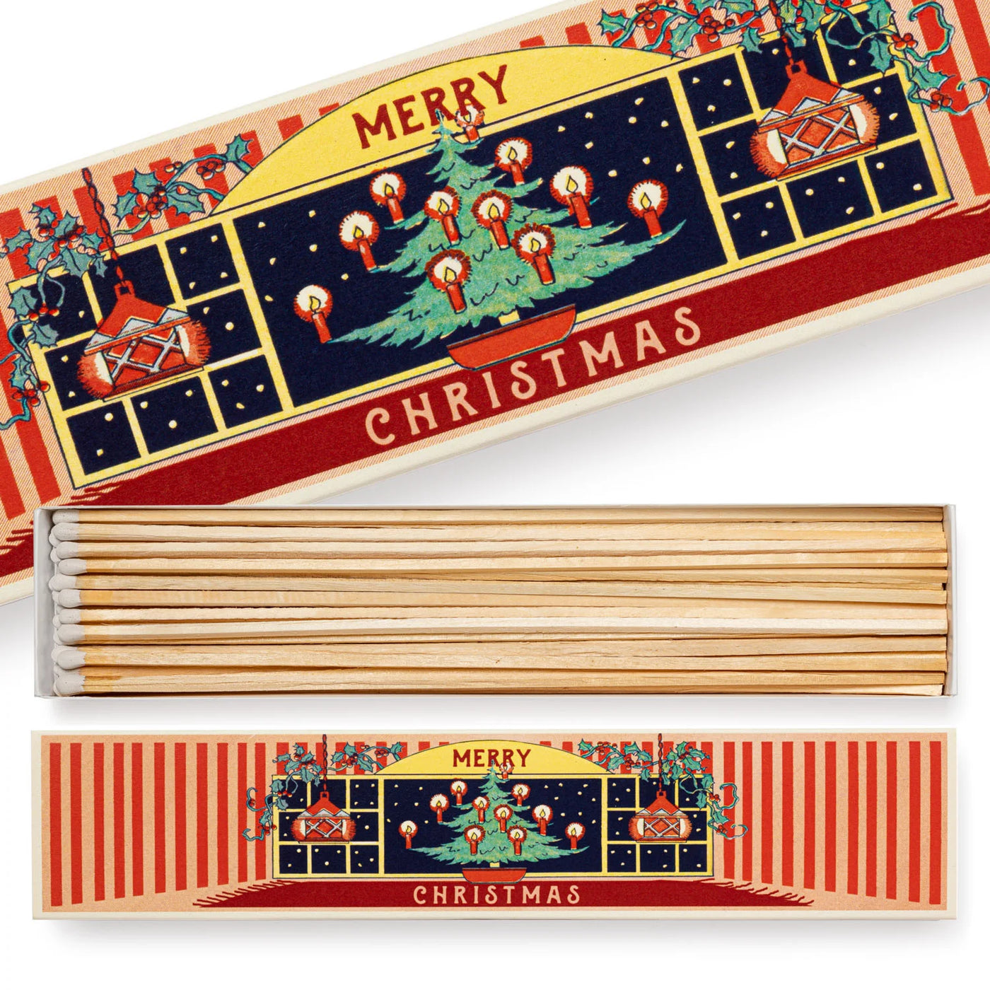Caixa de fósforos comprida para janela de Natal
