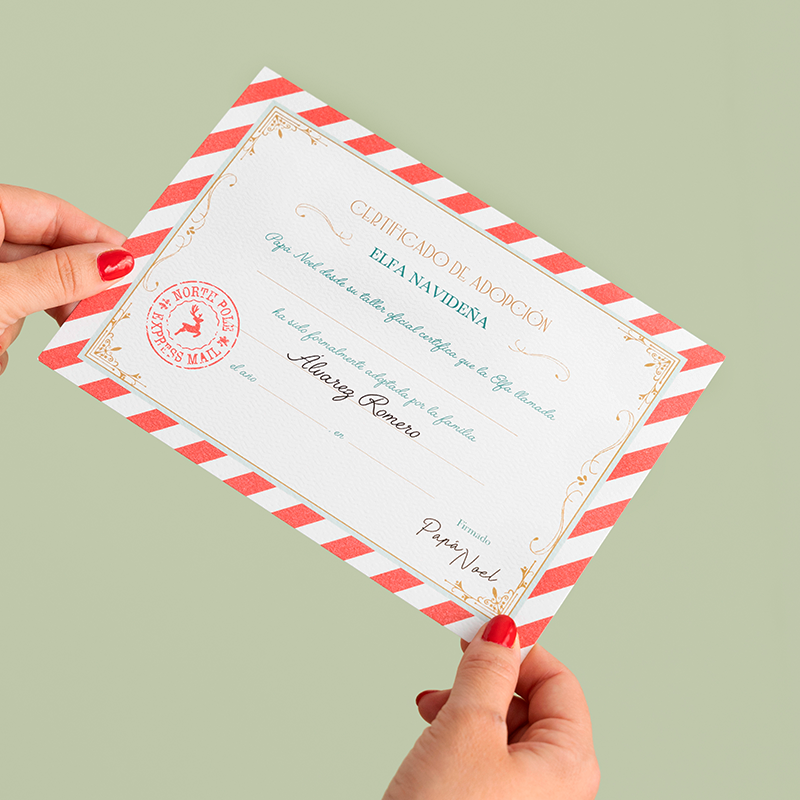 Custom Printed Elf Adoption Certificate