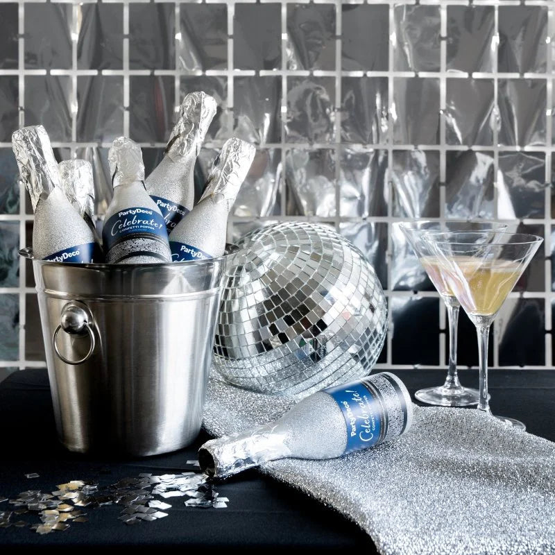 Cañón de confeti Champagne plata