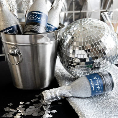 Cañón de confeti Champagne plata