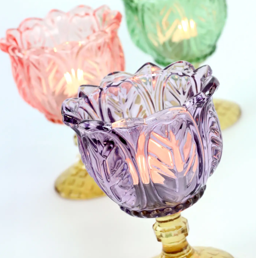 Copa candelabro cristal labrado color pastel S