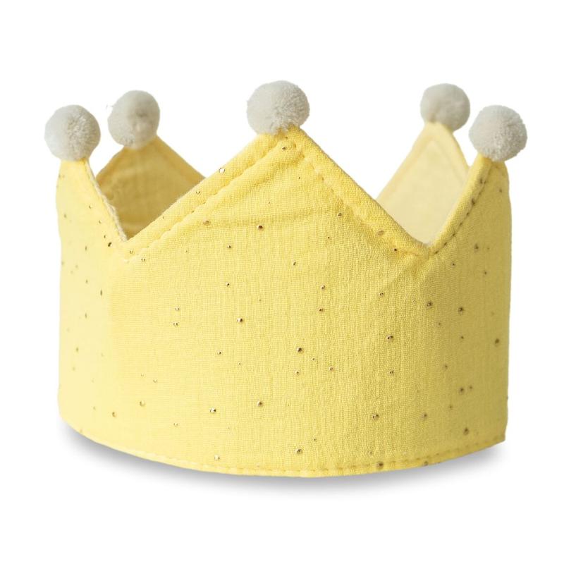 Yellow reversible fabric birthday crown