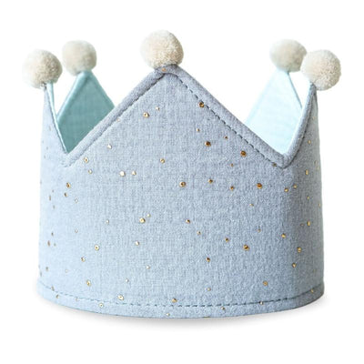 Birthday crown reversible light blue fabric