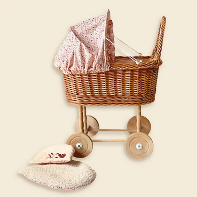 Mini rattan cradle for Minikane Janelle dolls