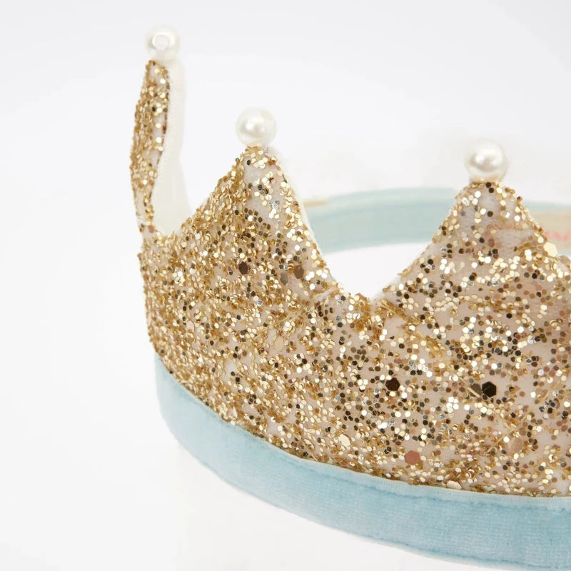 Gold glitter and pearl crown