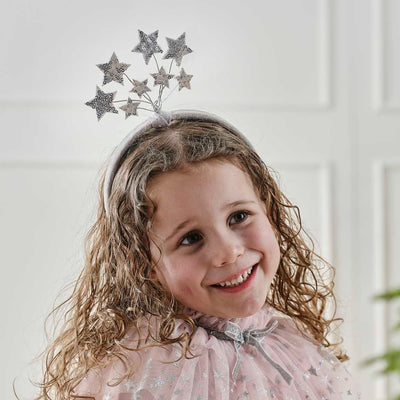 Silver and pink star headband