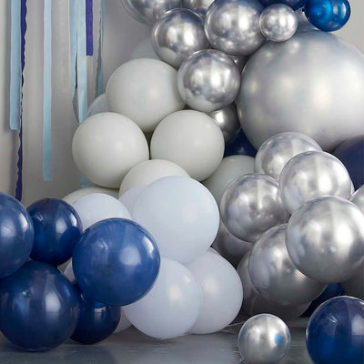 Kit de guirlanda de balão DIY LUXE marinho, azul e prata