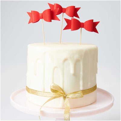 Red bow toppers / 6 pcs.