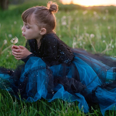 Moon Halloween costume with sequins and tulle