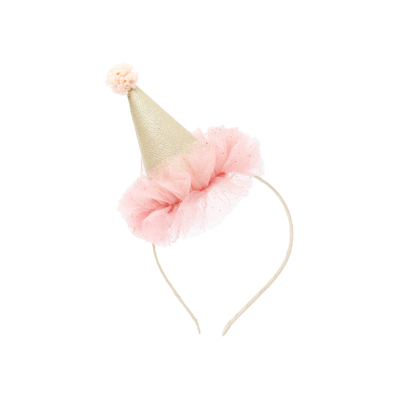 Diadema con sombrero de fiesta crema y rosa