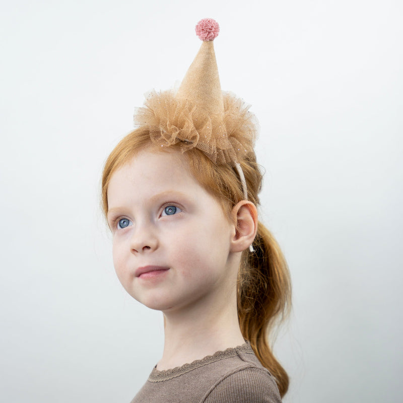 Diadema con sombrero de fiesta taupe