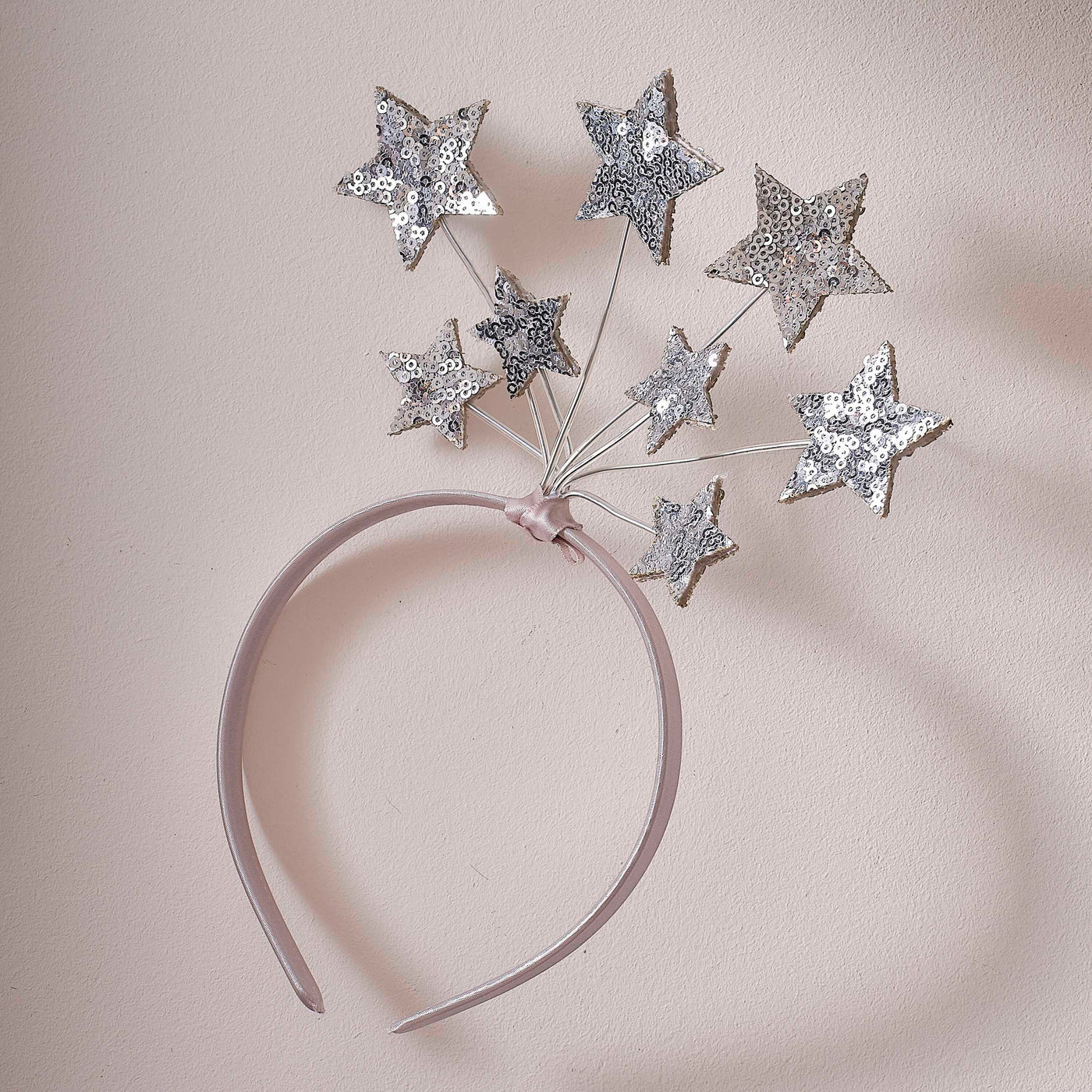 Diadema de estrellas plata y rosa