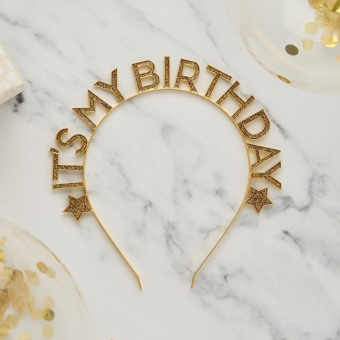Diadema It's My birthday dorada