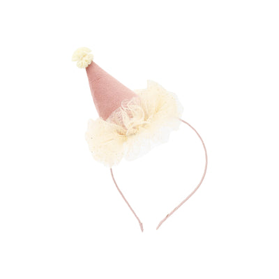 Diadema con sombrero de fiesta rosa y crema