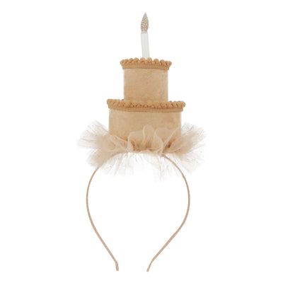 Diadema con sombrero de tarta de cumpleaños taupe