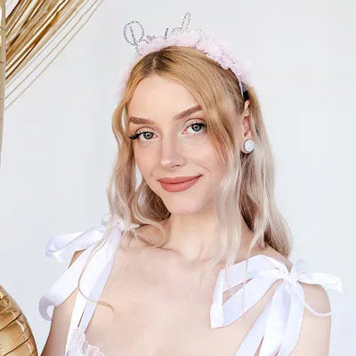 Diadema Bride con tul rosa