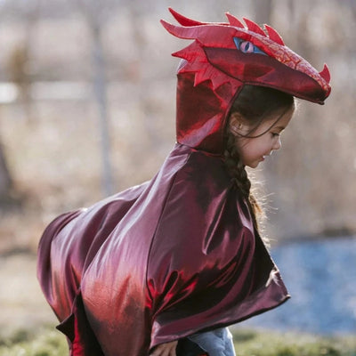 Disfraz capa de dragón roja brillante Ruby