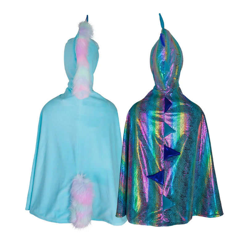 Disfraz capa reversible azul unicornio / dragón