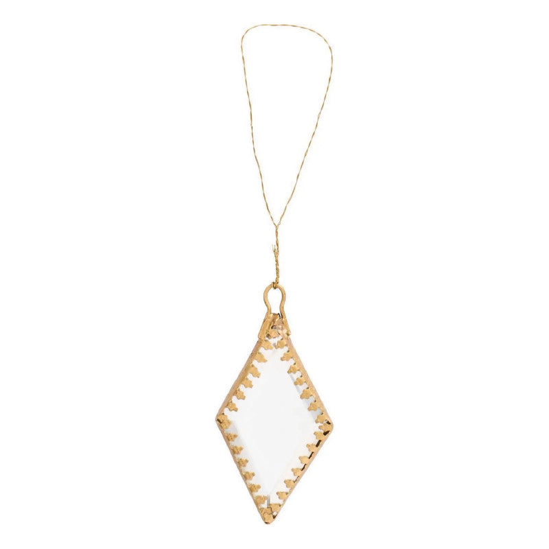 Hanging mirror with faceted back in black