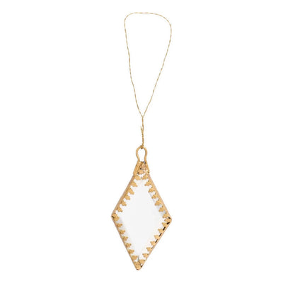 Hanging mirror with faceted back in black