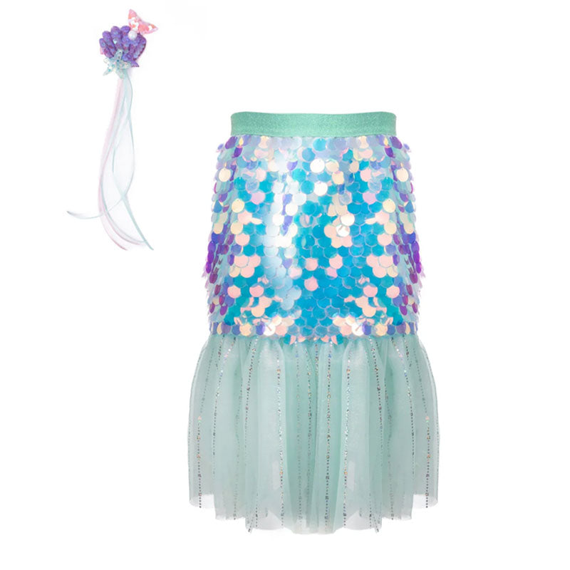 Falda y clip lentejuelas sirena mint