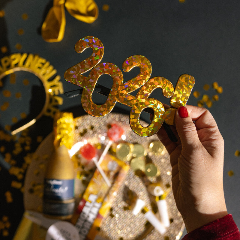 Kit cotillón 2 pers. Nochevieja dorado PREMIUM