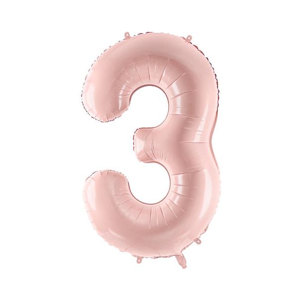 Matte powder pink L number foil balloon