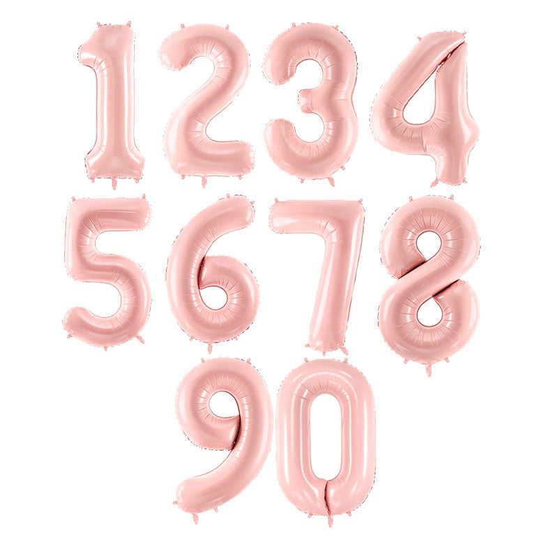 Matte powder pink L number foil balloon