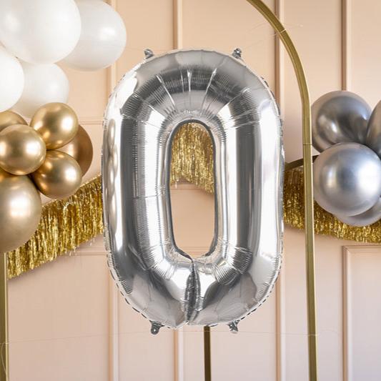 Balloon number 0 Foil L light silver