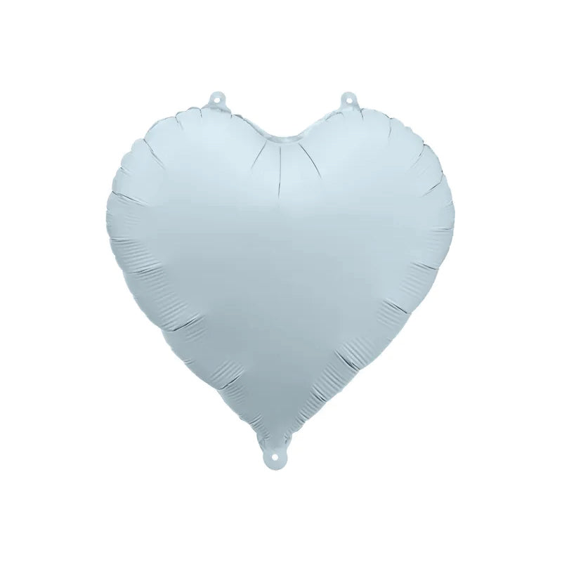 Balão metalizado em formato de coração azul pastel