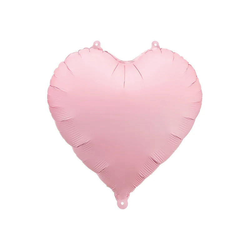 Balão metalizado em formato de coração rosa pastel