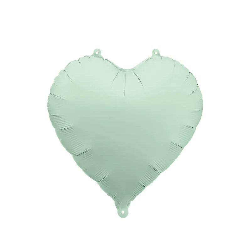 Balão metalizado em formato de coração verde pastel