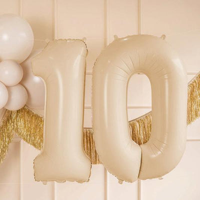 Foil balloon Numbers L beige basic