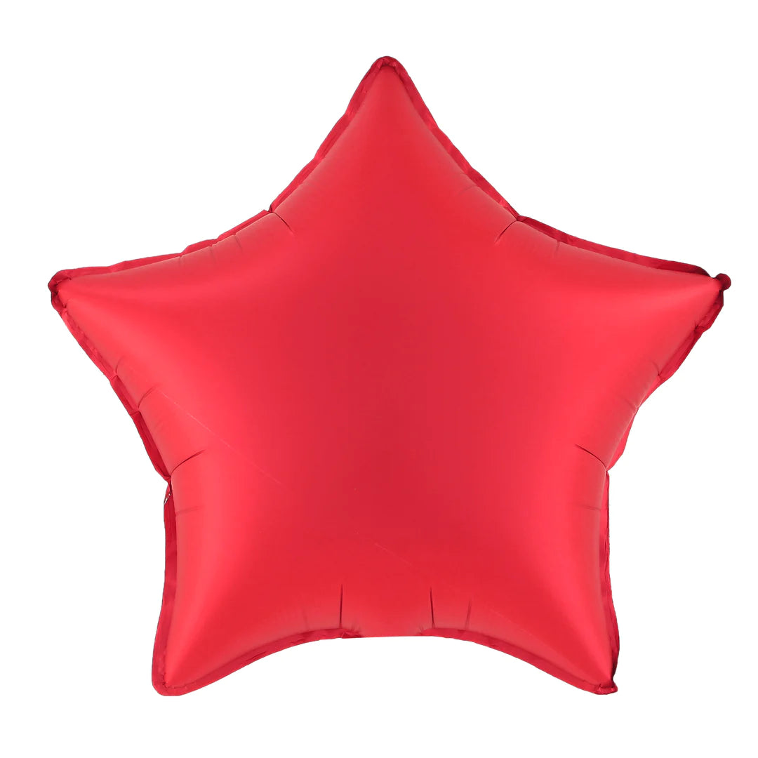Basic satin red star Mylar balloon