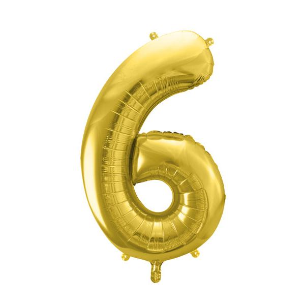 Balloon number 6 Foil L light gold