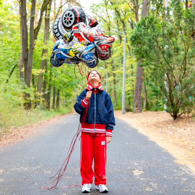 Globo foil moto de carreras azul